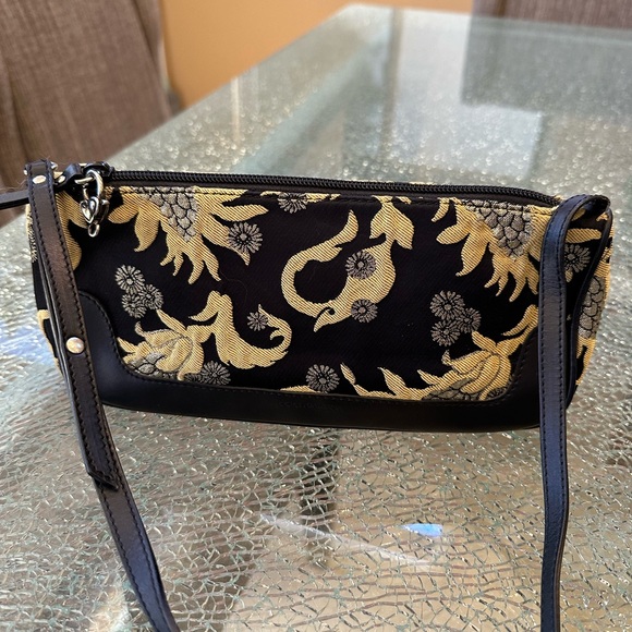 VINTAGE DOLCE & GABBANA, BLACK & GOLD TAPESTRY HANDBAG 10 X 4.5 X 3” EUC - Picture 5 of 13